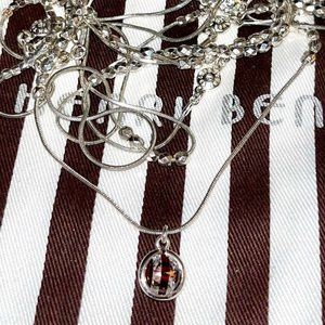 Henri Bendel Rare Long Nugget Necklace with Signature Charm (Silver)